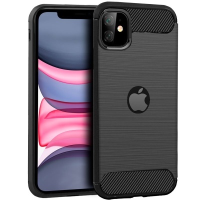 Capa preta para iPhone com texturas riscadas e logótipo da Apple