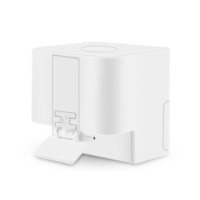 Dispositivo branco quadrado compacto com tampa articulada aberta