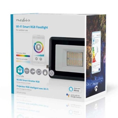 Caixa de floodlight inteligente RGB Wi-Fi Nedis para exterior