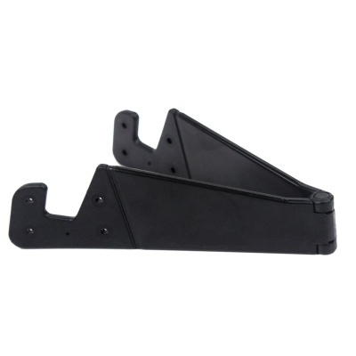 Suporte dobrável de plástico preto com orifícios para fixação