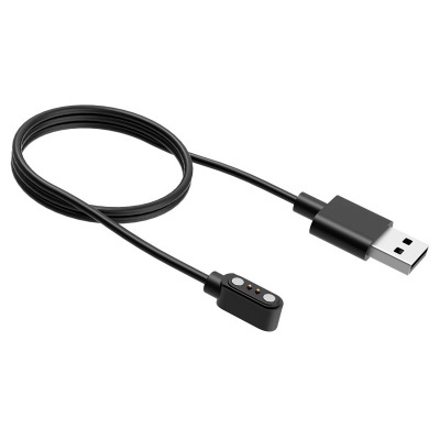 Cabo USB preto com conector magnético e conexão USB padrão