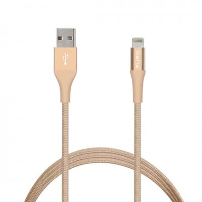 Cabo USB para Lightning em dourado com revestimento trançado