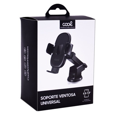 Caixa preta e branca de suporte universal para telemóvel com ventosa da marca cool