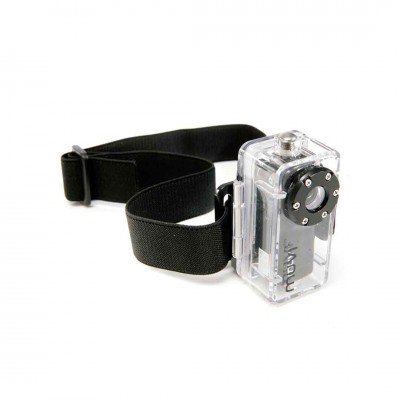 Caixa protetora transparente para câmara com correia preta