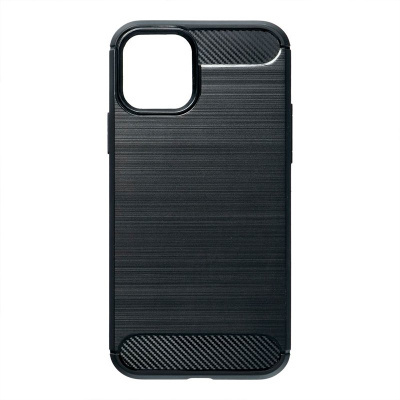 Capa preta para smartphone com texturas de carbono e linhas horizontais
