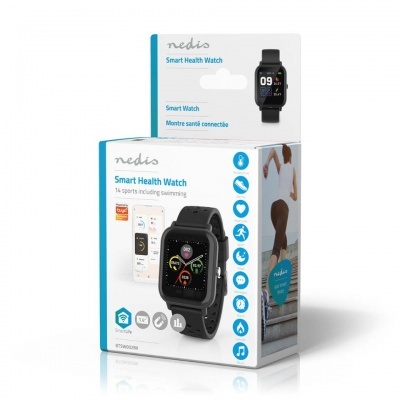Relógio inteligente Nedis Smart Health Watch preto na embalagem