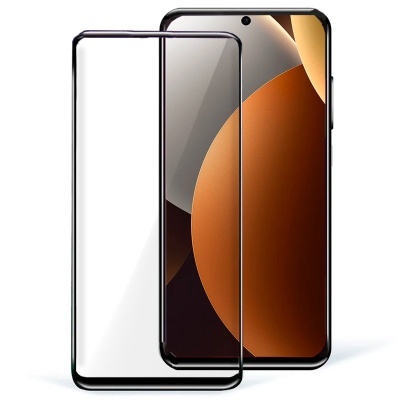 Smartphone preto com proteção de vidro transparente ecrã curvo