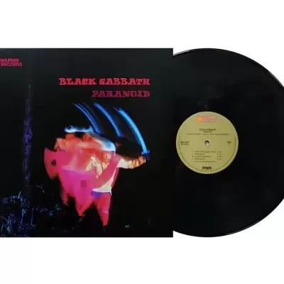 Disco de vinil e capa do álbum Black Sabbath Paranoid