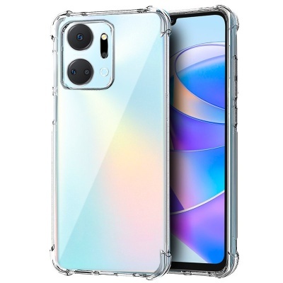 Smartphone com capa transparente mostrando frente e verso