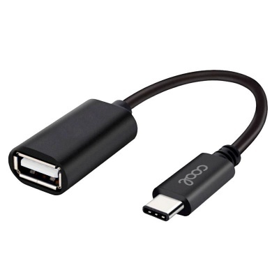 Adaptador cabo USB tipo C para USB tipo A preto com marca COOG