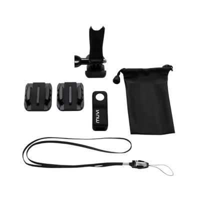 Acessórios pretos para câmara com bolsa e fita