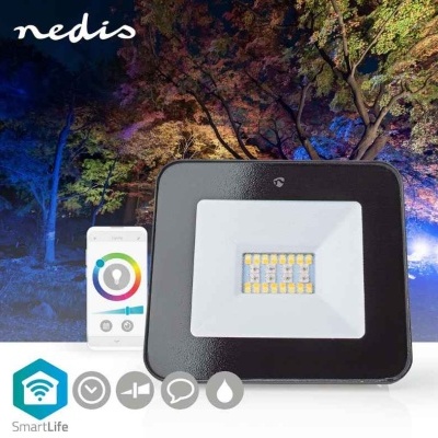 Refletor LED Nedis SmartLife com smartphone de controlo de luz à noite