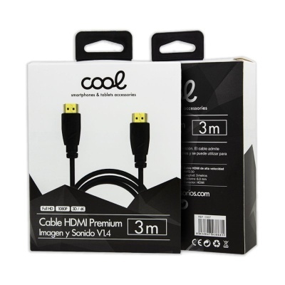 Caixa de cabo HDMI Premium preto com conectores dourados, 3 metros