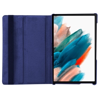 Capa azul para tablet aberto com ecrã colorido