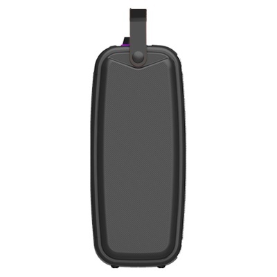 Mala rígida preta com textura e alça superior vista lateral