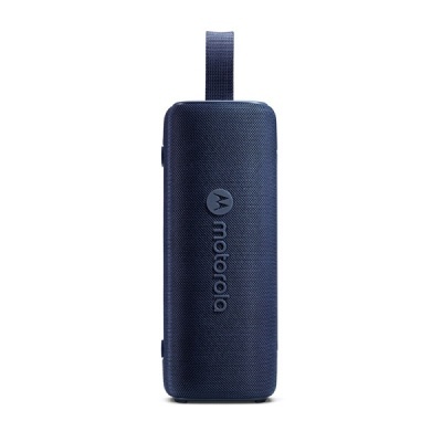Coluna portátil Bluetooth Motorola azul escuro com textura em tecido