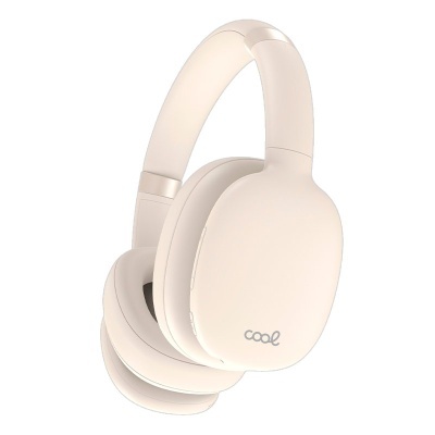 Auscultadores over-ear creme com texto 'cool'