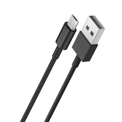Cabo preto com conector USB Tipo-A e micro-USB
