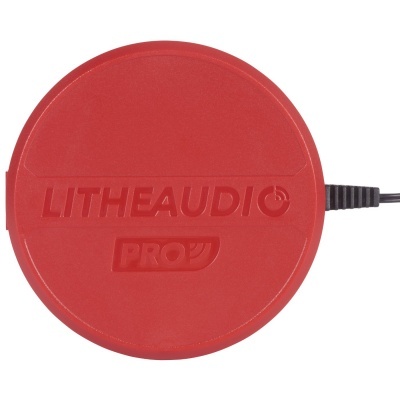 Dispositivo redondo vermelho LITHEAUDIO PRO com cabo preto