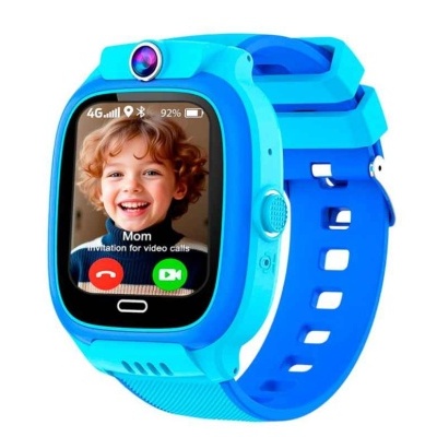 Relógio inteligente azul para crianças com ecrã táctil a cores e câmera frontal