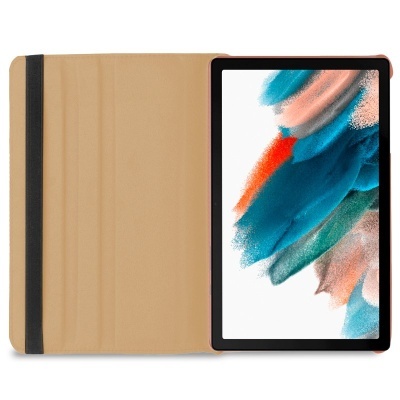 Tablet e capa protetora bege com fecho elástico preto