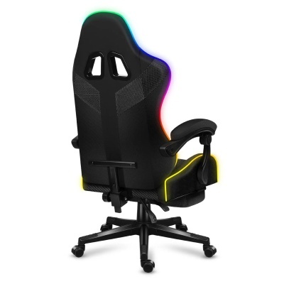Cadeira de escritório e gaming preta com iluminação RGB colorida