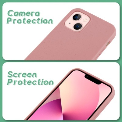 Smartphone rosa com capa protetora mostrando proteção para câmera e ecrã