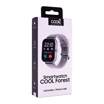Embalagem de smartwatch COOL Forest cinza com ecrã digital