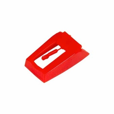 Estojo plástico vermelho com tampa transparente contendo pequeno objeto vermelho