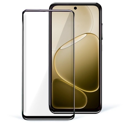 Smartphone com protector de ecrã transparente e moldura preta