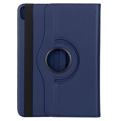 Capa azul escuro para tablet com faixa elástica preta