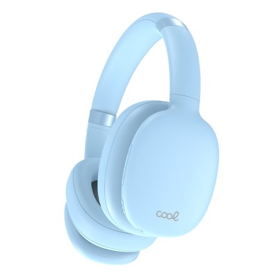 Auriculares wireless azuis com design moderno e palavra 'cool'