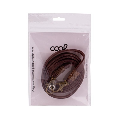 Colar universal para smartphone castanho em embalagem transparente