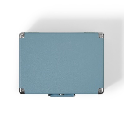 Mala rígida azul com cantos metálicos