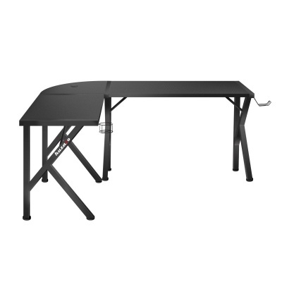 Mesa de canto em L para churrasco preta com suporte para garrafas