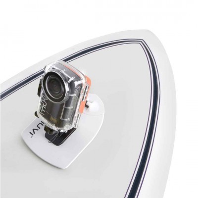 Prancha branca com câmara de ação transparente montada no topo