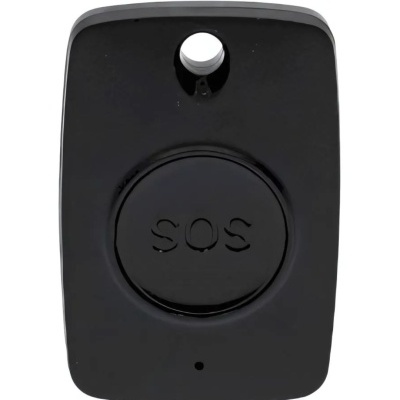 Dispositivo preto com botão SOS central