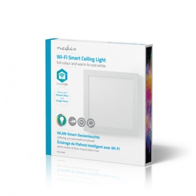Caixa de luz de teto inteligente Wi-Fi Nedis branca quadrada