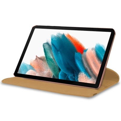 Tablet preto com ecrã colorido em capa protetora castanha