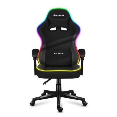 Cadeira de escritório preta com iluminação LED colorida ao redor