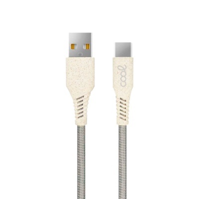 Cabo USB tipo A a USB tipo C bege com cabo trançado cinza