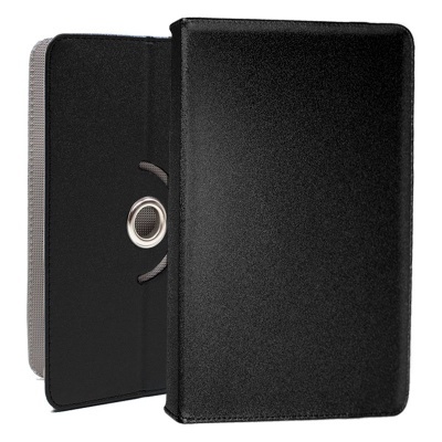 Capa preta para tablet com suporte metálico circular