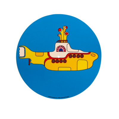 Ilustração de submarino amarelo em fundo azul