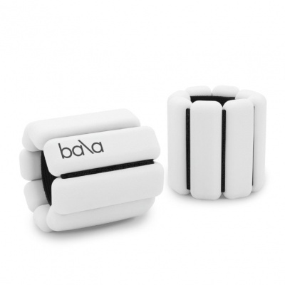Par de pesos brancos para pulso ou tornozelo da marca bala com design segmentado.