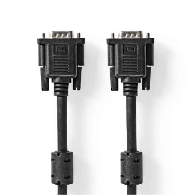 Cabo preto com conectores VGA e filtro ferrite