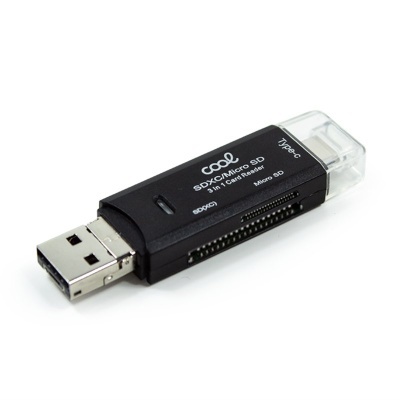 Leitor de cartões SD e Micro SD com conector USB preto
