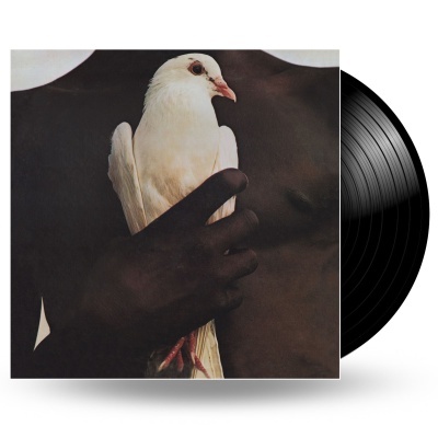 Capa de disco vinil com uma mão segurando um pombo branco