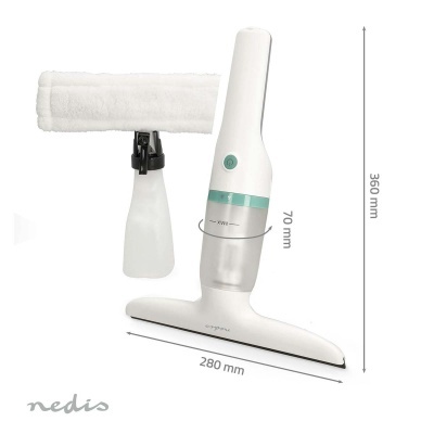 aspirador vertical branco com pulverizador e pano de microfibra