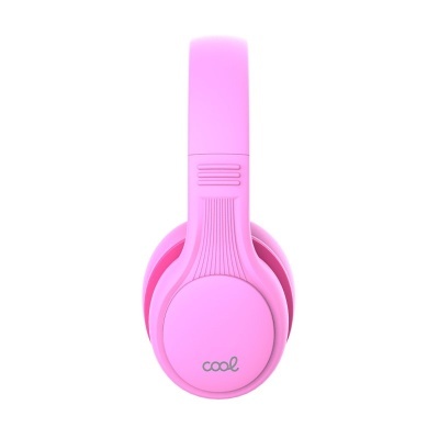 Auriculares sem fios rosa com palavra cool no fone