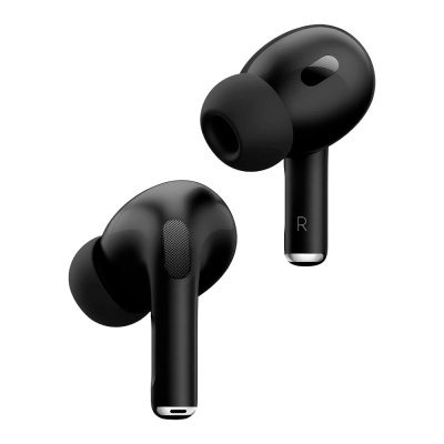 Auscultadores intra-auriculares sem fios pretos com ponteiras de silicone